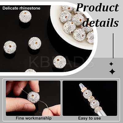 20Pcs Polymer Clay Rhinestone Beads RB-PH0001-47-1