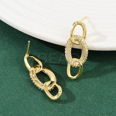 Brass Micro Pave Cubic Zirconia Stud Earrings for Women EJEW-K312-02G-1