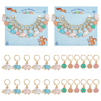 Sheep & Cloud Alloy Enamel Pendant Locking Stitch Markers HJEW-AB00131-1