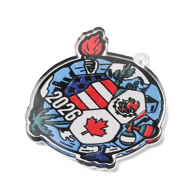 Football Theme Printed Transparent Acrylic Pendants OACR-B055-03G-1