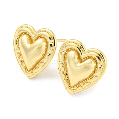 Rack Plating Brass Heart Stud Earrings for Women EJEW-F326-22G-1