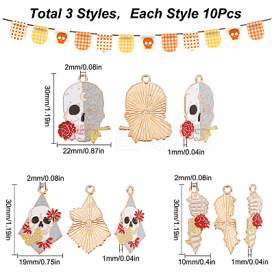 30Pcs 3 Style Halloween Alloy Enamel Pendants ENAM-SC0003-13-1