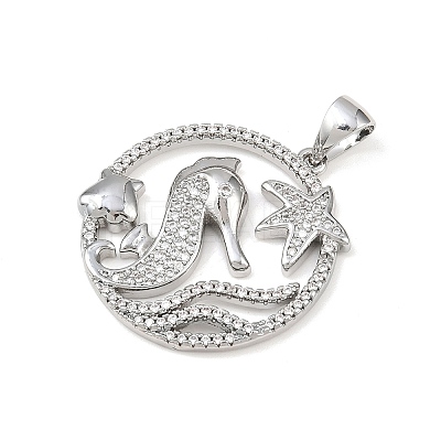 Ocean Brass Micro Pave Cubic Zirconia Pendants LS-KK-K411-04B-P-1