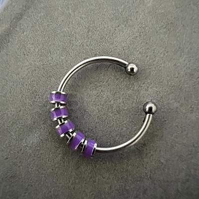 304 Stainless Steel Enamel Disc Beaded Adjustable Open Rings FS-WGAD8B0-12-1