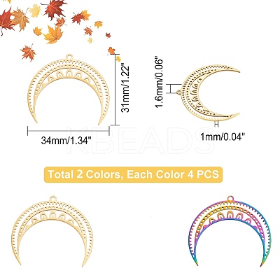 8pcs 2 color Ion Plating(IP) 201 Stainless Steel Pendants STAS-DC0006-19-1