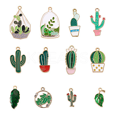 48Pcs 12 Style Alloy Enamel Pendants ENAM-KS0001-07-1