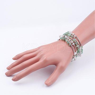 Five Loops Wrap Green Aventurine Beads Bracelets BJEW-JB02589-03-1