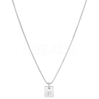 1Pc Stainless Steel Letter Rectangle Pendant Necklaces NJEW-LP0001-34F-P-1