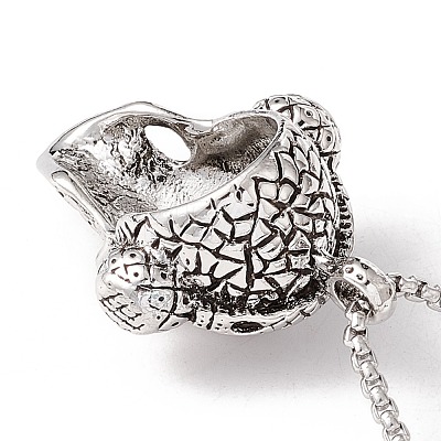 Alloy Skull with Headset Pendant Necklace with 201 Stainless Steel Box Chains NJEW-E016-04AS-1