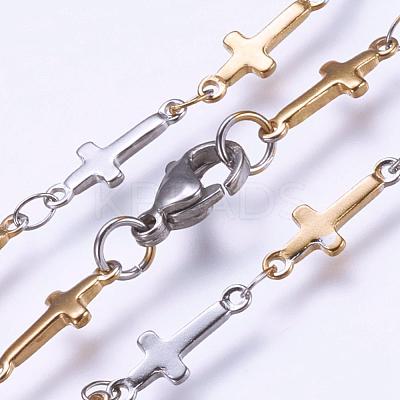 304 Stainless Steel Chain Necklaces STAS-P164-01GP-1