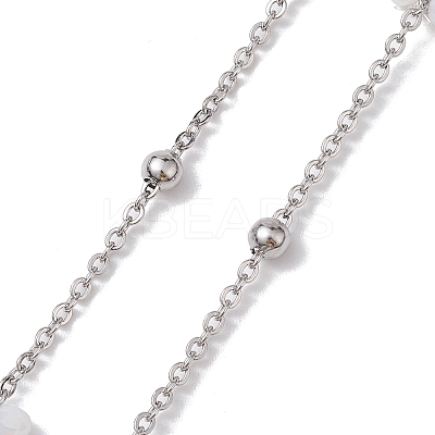 Flower Glass Beaded Link Chain AJEW-JB01207-02-1