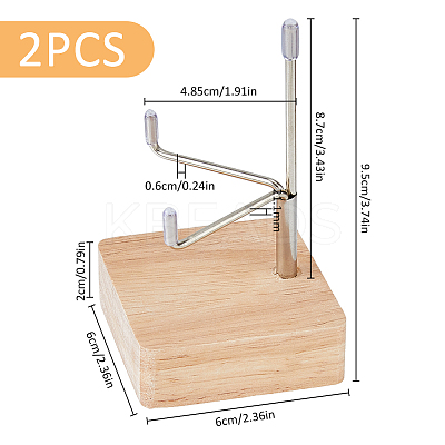 Square Wooden Crystal Rock Display Easels with Iron Holder ODIS-WH0038-28B-P-1