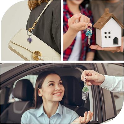 14Pcs 7 Style Chip Gemstone Keychain KEYC-FH0001-17-1