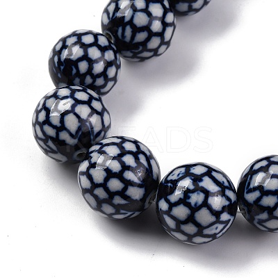 Handmade Blue and White Porcelain Beads Strands PORC-I027-12-1
