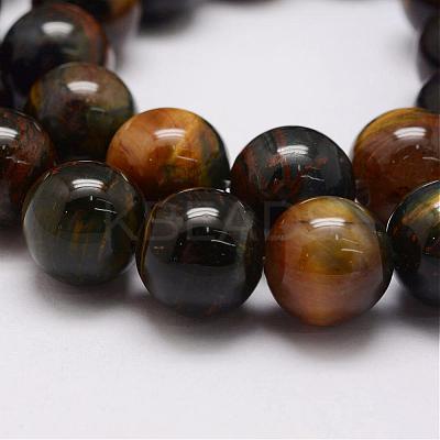 Natural Yellow Blue Tiger Eye(Dyed & Heated) Bead Strands G-P230-07-10mm-1