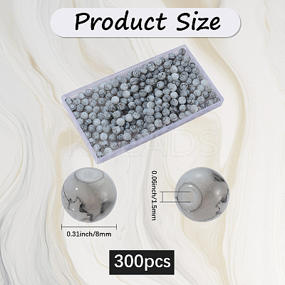 3Strands Baking Paint Glass Round Bead Strands DGLA-LT0001-02B-1