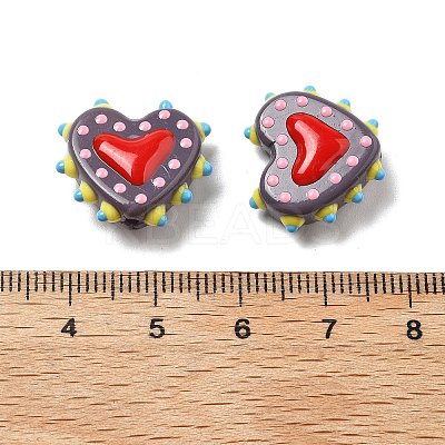 Painted Glass Beads Bumpy Beads Heart X-LAMP-V001-07A-1