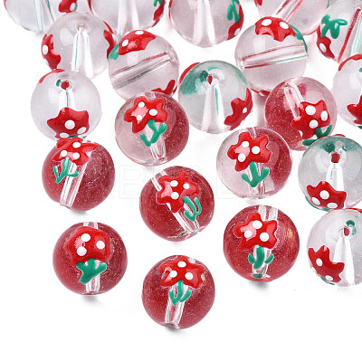 Transparent Glass Enamel Beads GLAA-N049-028-1