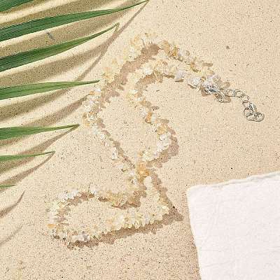 Natural Supper 7 Rutilated Quartz Chip Beaded Necklaces for Men Women NJEW-G159-01H-1