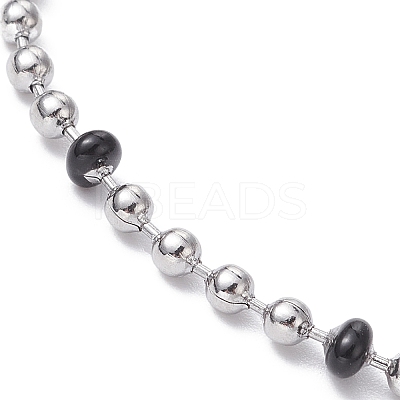 304 Stainless Steel Enamel Ball Chains Bracelets for Women BJEW-JB09866-1
