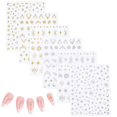 12Pcs 6 Styles Nail Art Stickers Decals FIND-SP0004-60-1