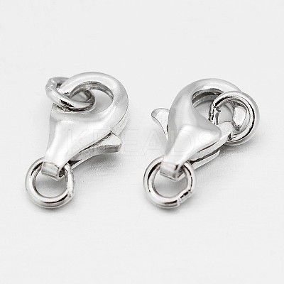 Anti-Tarnish Rhodium Plated 925 Sterling Silver Lobster Claw Clasps STER-O015-A-04-1