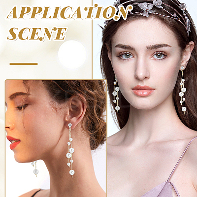 1Pair Brass Micro Pave Clear Cubic Zirconia Tassel Stud Earrings for Women EJEW-LP0001-73-1