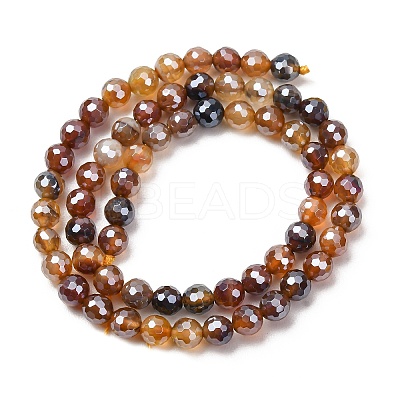 Electroplated Natural Agate Beads Strands G-B191-A07-6mm-13-1
