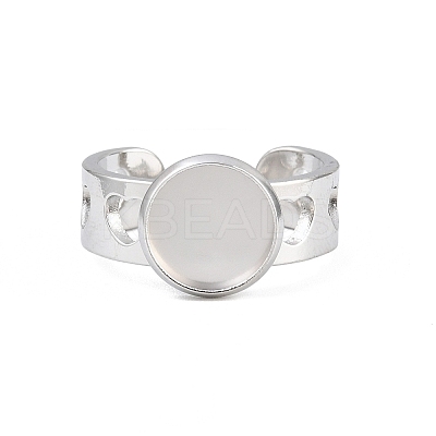 Hollow Heart 304 Stainless Steel Cuff Ring Components SA-CBA82C8-02B-P-1