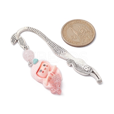 Mermaid Resin Pendant Bookmarks AJEW-JK00269-03-1