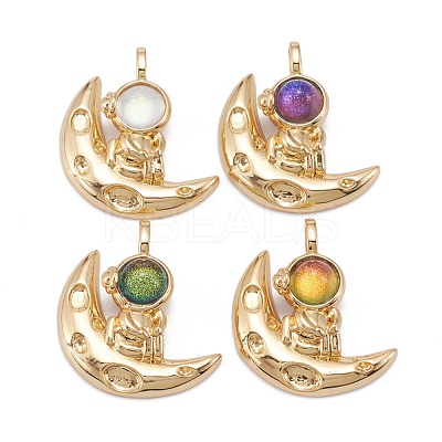 Brass Glass Pendants KK-C223-02G-1