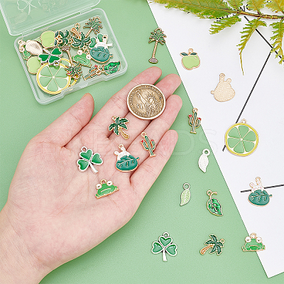 40Pcs 10 Style Light Gold Plated Alloy Enamel Pendants ENAM-AR0001-21-1