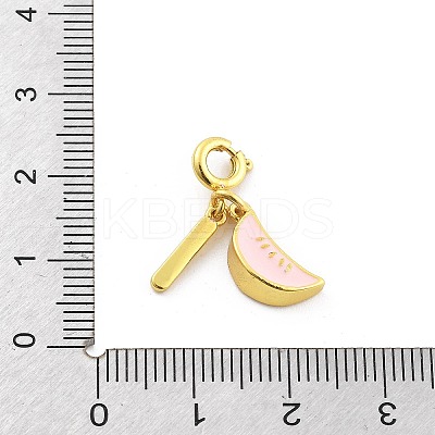 Brass Enamel Fruits Pendant Decoration HJEW-P020-01E-G-1