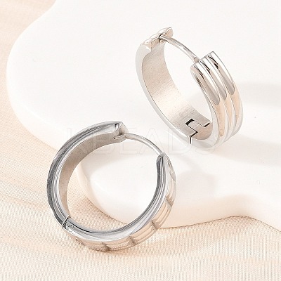 304 Stainless Steel Textured Hoop Earrings EJEW-L307-09P-01-1