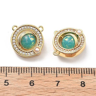 Rotatable Brass Micro Pave Cubic Zirconia and Resin Charms KK-B129-21G-1