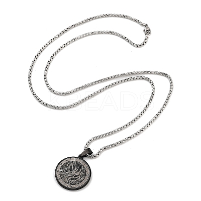 Retro Mandala 201 Stainless Steel Box Chain Constellation Pendant Necklaces for Women Men LS-NJEW-M223-01L-1