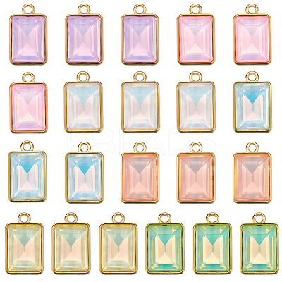 28Pcs 7 Colors Alloy Glass Pendants FIND-SC0015-31G-1