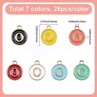 7 Bags 7 Colors Initial Letter A~Z Alphabet Enamel Charms ENAM-SC0007-24-1