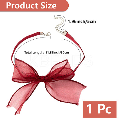1Pc Gauze Bowknot Fabric Choker Necklaces for Women NJEW-CP0001-06A-1