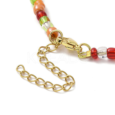 Acrylic Enamel Fruit Pendant Necklace with Glass Seed Chains for Women NJEW-JN04293-1