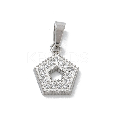 Ion Plating(IP) 304 Stainless Steel Micro Pave Cubic Zirconia Pendants STAS-Z107-06P-06-1