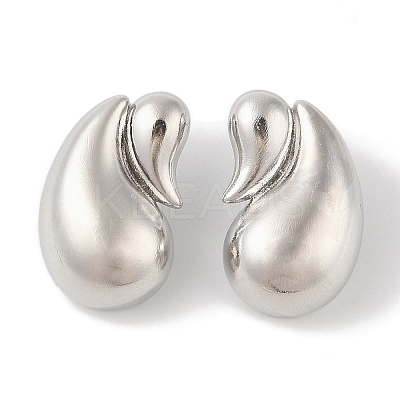 Teardrop Brass Stud Earrings for Women EJEW-Q389-03A-P-1