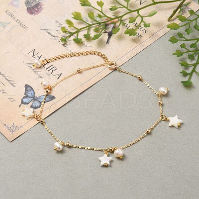 Brass Cable Chain Anklets AJEW-AN00328-1