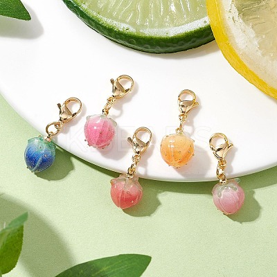 Flower Epoxy Resin Pendant Decoration HJEW-JM02306-1
