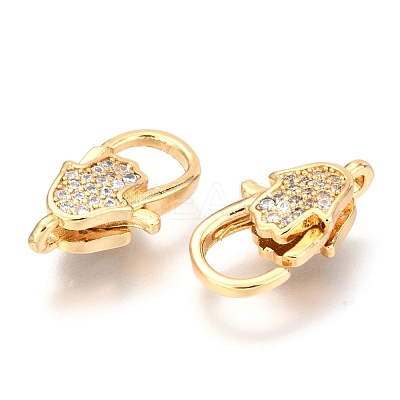 Brass Micro Pave Cubic Zirconia Lobster Claw Clasps ZIRC-O038-24G-1