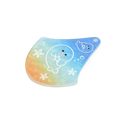 Marine Organism Series Fan Shape Acrylic Pendants OACR-Q101-03B-1