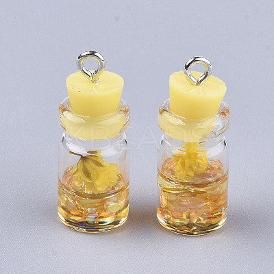 Glass Bottle Pendant Decorations X-GLAA-S181-05F-1