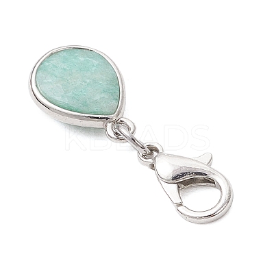 Natural Quartz Crystal & Jade & Strawberry Quartz & Sunstone & Amazonite Faceted Teardrop Pendant Decorations HJEW-JM03320-1