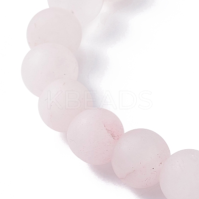 Natural Rose Quartz and Natural Dyed Lava Rock Stretch Bracelets BJEW-JB03798-05-1