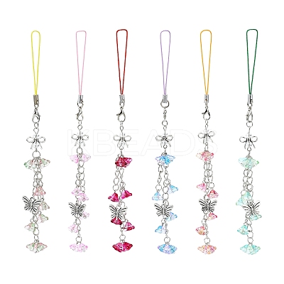 Flower Acrylic & Glass Mobile Straps HJEW-YW00038-01-1